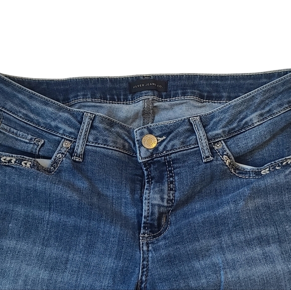 Silver Jeans Elyse Skinny Embroidered Medium wash size 30 - Picture 9 of 10